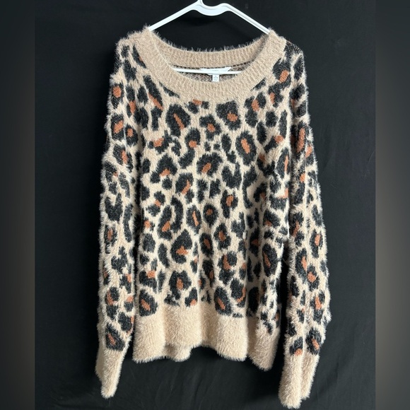 Leopard Print, Eyelash Sweater, Size XL, Time and Tru - Picture 2 of 7
